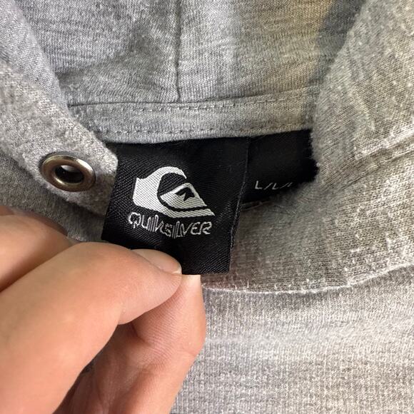 Quiksilver Big Logo grey streetwear surfwear pullover hoodie mens Large - Picture 6 of 12